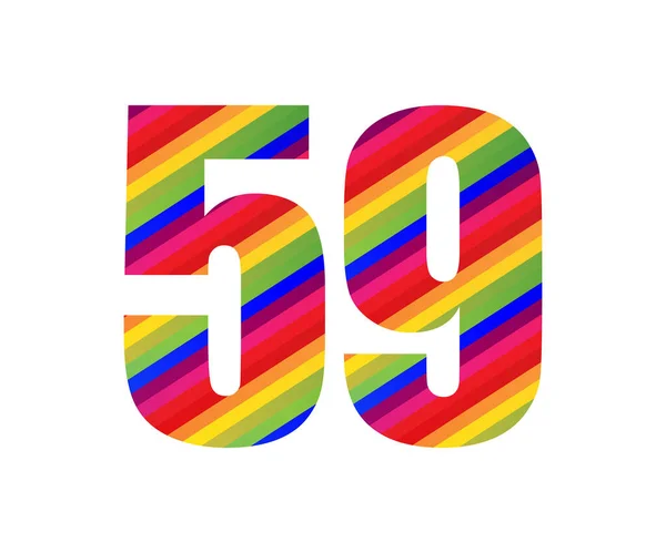Αριθμός Rainbow Style Αριθμητικό Ψηφίο Πολύχρωμο Πενήντα Εννέα Αριθμός Διάνυσμα — Διανυσματικό Αρχείο