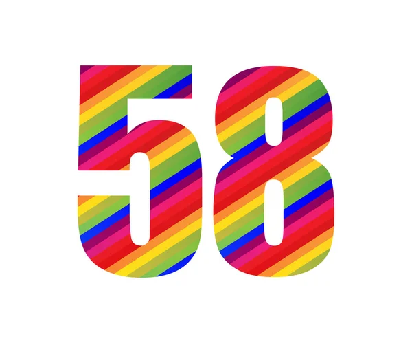58数字彩虹风格数字数字 色彩斑斓的五十八位数字矢量图解设计与白底相分离 — 图库矢量图片