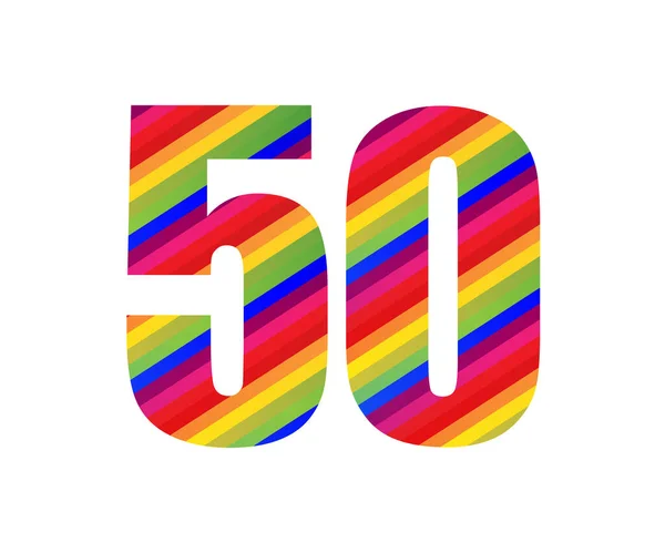 Nummer Rainbow Style Numeriek Kleurrijke Vijftig Nummer Vector Illustratie Ontwerp — Stockvector