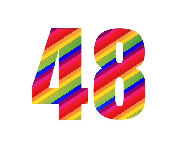 Nummer Rainbow Style Numeral Siffra Färgglada Fyrtioåtta Nummer Vektor Illustration — Stock vektor