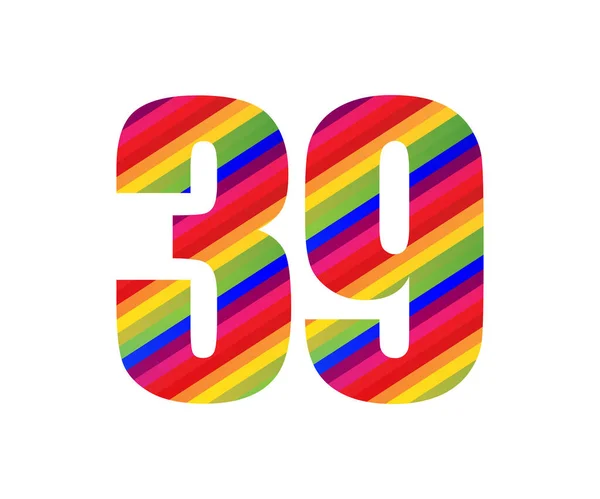 Αριθμός Rainbow Style Αριθμητικό Ψηφίο Πολύχρωμο Τριάντα Εννέα Αριθμός Διάνυσμα — Διανυσματικό Αρχείο