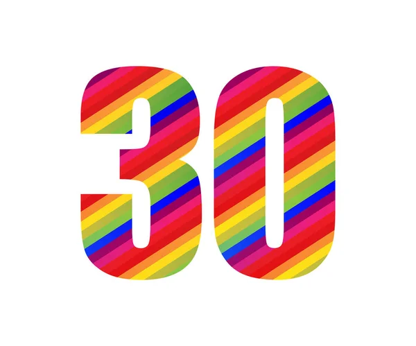 Αριθμός Στυλ Rainbow Αριθμητικό Ψηφίο Πολύχρωμο Τριάντα Αριθμός Διάνυσμα Σχεδιασμός — Διανυσματικό Αρχείο