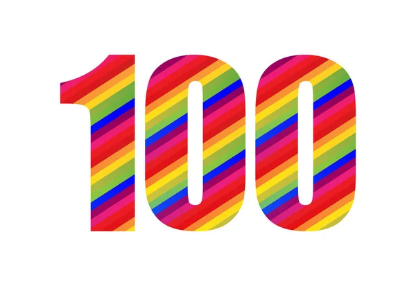 100 Zahl Regenbogen Stil Ziffer Bunte Hundert Zahlen Vektor Illustration — Stockvektor