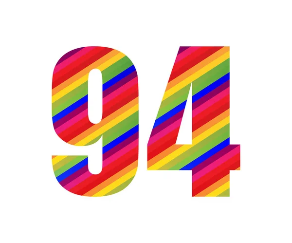 1994 Rainbow Style Numeral Digit 형형색색의 Vector Illustration Design Isolated — 스톡 벡터