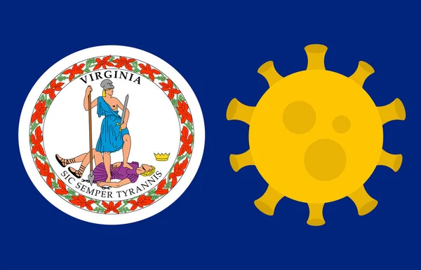 Flagge Des Bundesstaates Virginia Mit Ausbruchsviren Hintergrund Der Flagge Des — Stockvektor