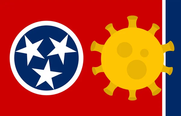 Flagga Tennessee State Med Utbrott Virus Bakgrund Usa State Flagga — Stock vektor