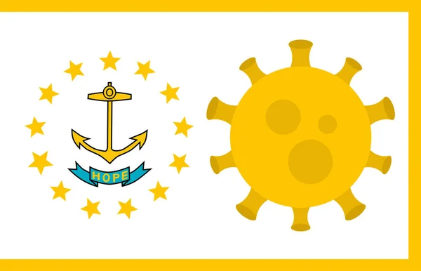 Bandeira Estado Rhode Island Com Vírus Surto Fundo Bandeira Estado — Vetor de Stock