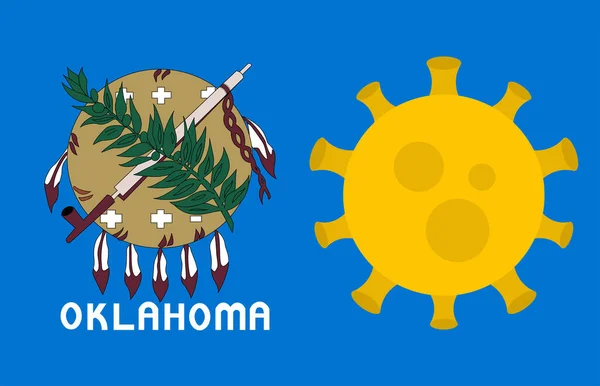 Abd Bayraklı Oklahoma Eyaleti Virüs Salgını Roman Coronavirus Hastalığı Covid — Stok Vektör