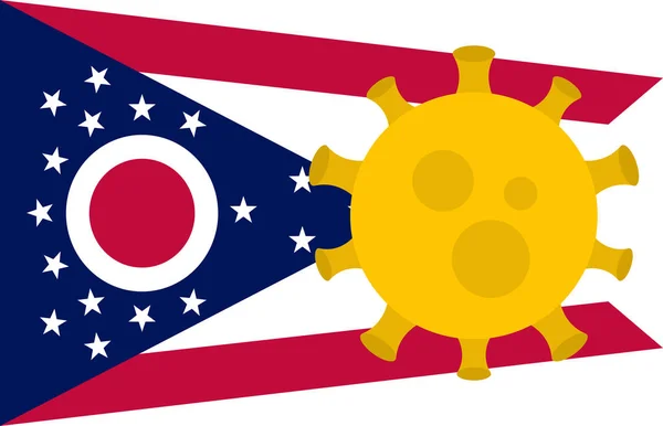 Vlag Van Ohio State Met Uitbraak Virussen Achtergrond Van Amerikaanse — Stockvector