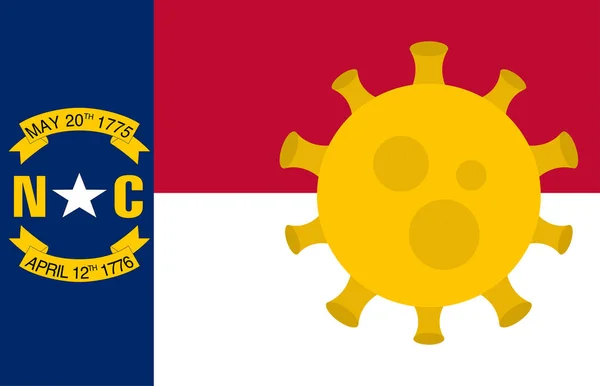 Flagga North Carolina State Med Utbrott Virus Bakgrund Usa State — Stock vektor