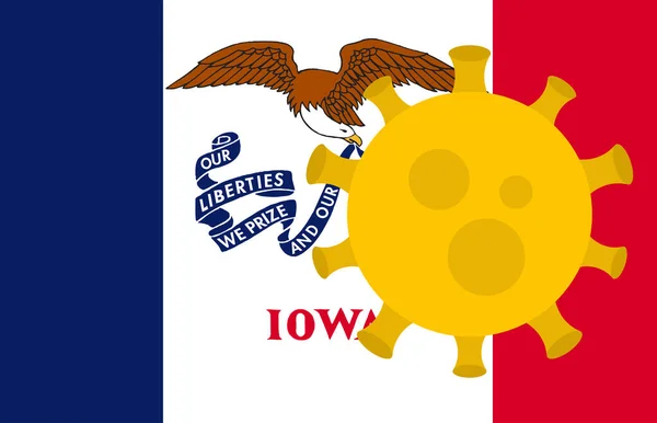 Bandera Iowa State Outbreak Virus Background Usa State Flag Enfermedad — Archivo Imágenes Vectoriales