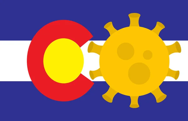 Bandiera Dello Stato Del Colorado Con Sfondo Dei Virus Dell — Vettoriale Stock