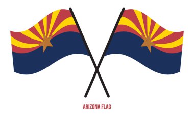 İzole edilmiş beyaz arka planda çapraz dalgalı Arizona bayrağı. ABD (ABD) Bayrak Vektörü İllüstrasyonu.