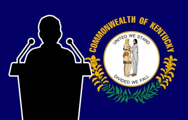 Kentucky ABD Bayrak Arkaplanı Konuşuyor. İş Adamı Sunum Konferansı Konsepti.