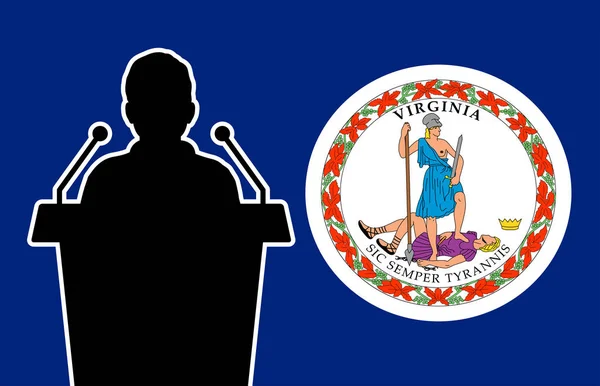 Virginia Usa Vlajka Pozadí Muž Mluví Koncept Prezentace Business Man — Stockový vektor