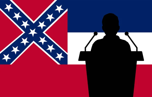 Mississippi Stany Zjednoczone Flaga Tło Człowiek Mówi Koncepcja Konferencji Business — Wektor stockowy