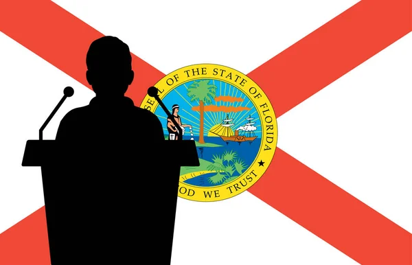 Florida Usa Flagga Bakgrund Man Talar Konferens Företagspresentation — Stock vektor