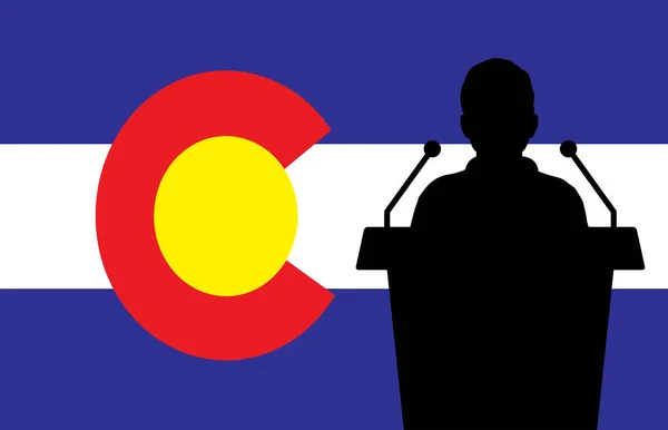 Colorado Usa Drapeau Contexte Homme Parle Présentation Business Man Concept — Image vectorielle