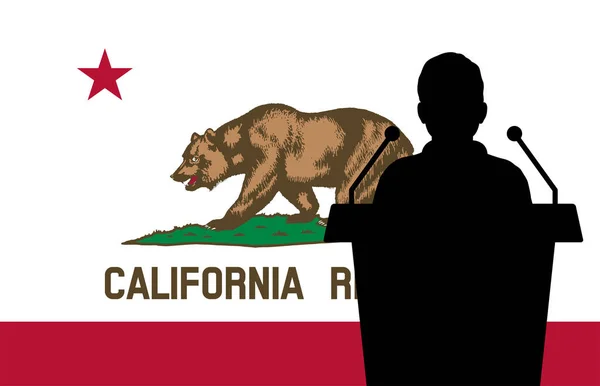 Kalifornie Usa Vlajka Pozadí Muž Mluví Koncept Prezentace Business Man — Stockový vektor