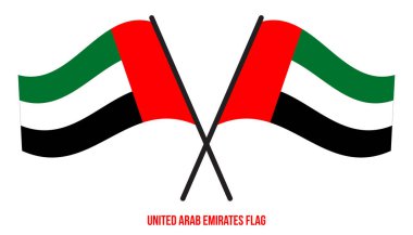 Birleşik Arap Emirlikleri Bayrak Waving Vektör İllüstrasyon Beyaz Arka Plan üzerinde. Birleşik Arap Emirlikleri Ulusal Bayrağı.