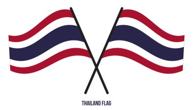 Tayland Bayrağı Waving Vektör İllüstrasyon Beyaz Arka Plan üzerinde. Tayland Ulusal Bayrağı.