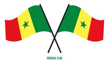 Senegal Bayrağı Waving Vektör İllüstrasyon Beyaz Arka Plan üzerinde. Senegal Ulusal Bayrağı.