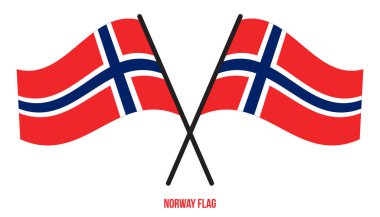 Beyaz Arka Plan üzerinde Norveç Bayrağı Sallayarak Vektör İllüstrasyon. Norveç Ulusal Bayrağı.