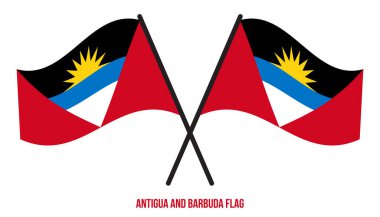 İki Çapraz Dalgalı Antigua ve İzole Beyaz Arkaplanda Barbuda Bayrağı. Antigua ve Barbuda Bayrak Vektörü İllüstrasyonu.