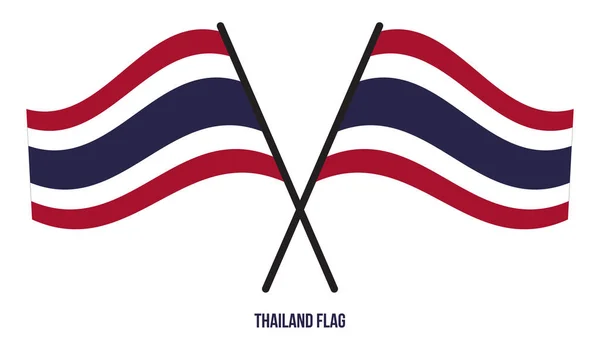Tailandia Bandera Ondeando Vector Ilustración Sobre Fondo Blanco Bandera Nacional — Vector de stock