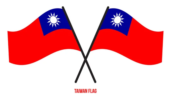 Прапор Тайваню Розмахував Векторною Ілюстрацією Білому Фоні Національний Прапор Тайваню — стоковий вектор