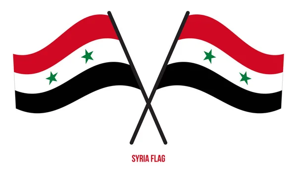 Сирийский Флаг Размахивает Векторной Иллюстрацией Белом Фоне Государственный Флаг Сирии — стоковый вектор