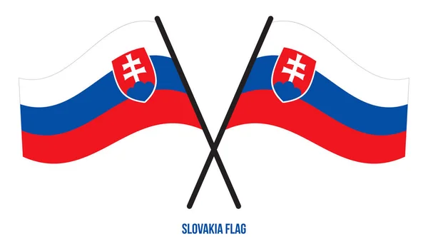 Slovakien Flagga Viftande Vektor Illustration Vit Bakgrund Slovakiens Flagga — Stock vektor