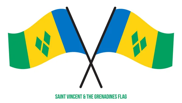Illustration Vectorielle Drapeau Saint Vincent Les Grenadines Sur Fond Blanc — Image vectorielle