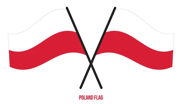 波兰国旗挥舞矢量插图的白色背景 波兰国旗 — 图库矢量图片