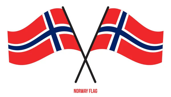 Norská Vlajka Mávající Vektorová Ilustrace Bílém Pozadí Národní Vlajka Norska — Stockový vektor