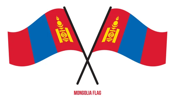 モンゴル国旗白い背景にベクトルイラストを振る モンゴル国旗 — ストックベクタ