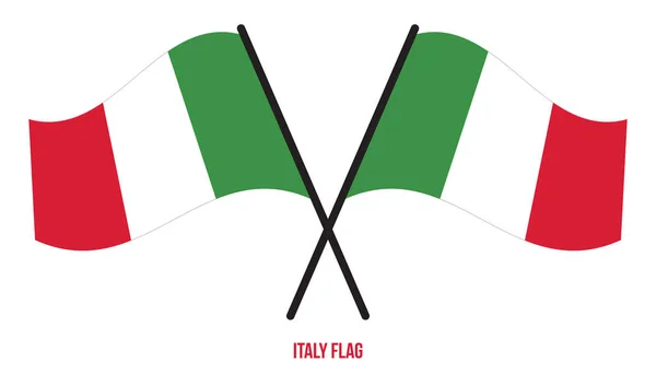 Italia Bandera Ondeando Vector Ilustración Sobre Fondo Blanco Bandera Nacional — Vector de stock