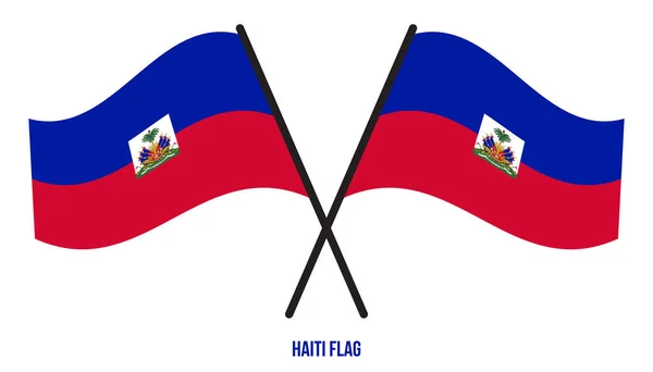 Haiti Flag Waving Vector Illustration White Background Haiti National Flag — Stock Vector