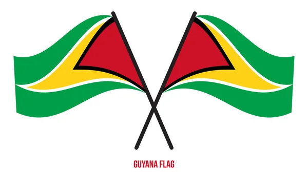在白色背景上展示圭亚那国旗挥舞矢量插图 圭亚那国旗 — 图库矢量图片