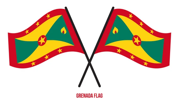 Grenada Vlag Zwaaiende Vector Illustratie Witte Achtergrond Nationale Vlag Van — Stockvector