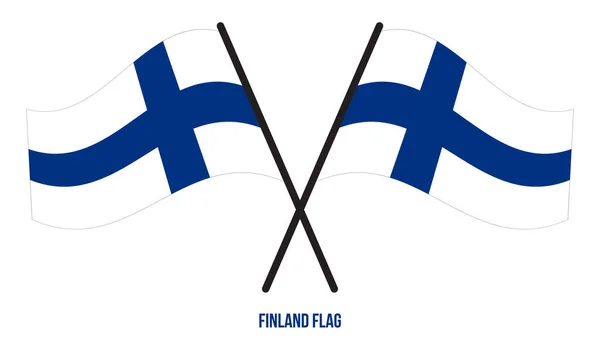 芬兰国旗摇摆矢量插图上的白色背景 芬兰国旗 — 图库矢量图片