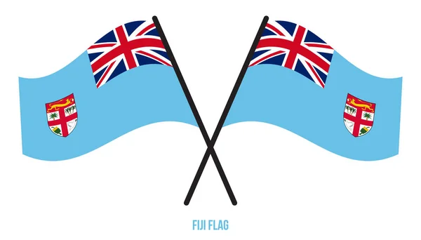 Beyaz Arka Plan Üzerinde Fiji Bayrak Sallayarak Vektör Llüstrasyon Fiji — Stok Vektör