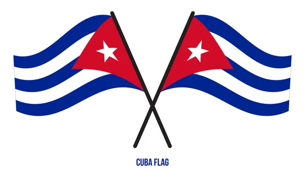 Bandiera Cuba Due Sventolamenti Incrociati Sfondo Bianco Isolato Cuba Bandiera — Vettoriale Stock