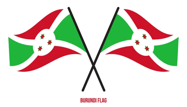 两面交叉摇曳的布隆迪国旗在孤立的白色背景上 布隆迪国旗矢量图解 — 图库矢量图片