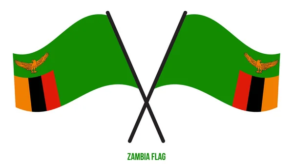 Sambia Flagge Schwenkende Vektorillustration Auf Weißem Hintergrund Sambia Nationalflagge — Stockvektor