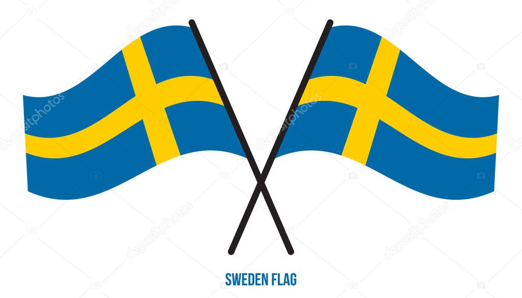 Sweden Flag Waving Vector Illustration on White Background. Sweden National Flag.