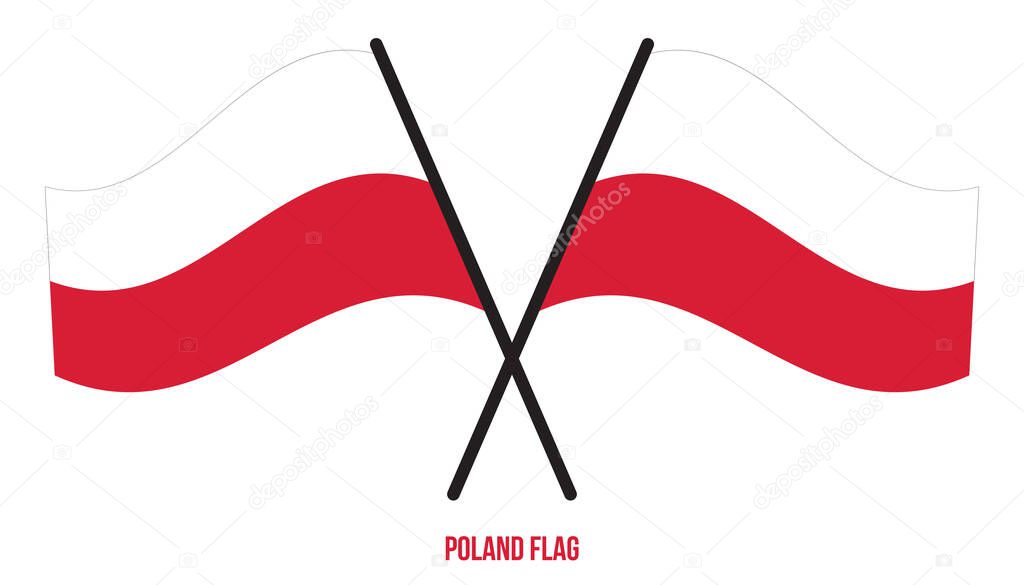 Poland Flag Waving Vector Illustration on White Background. Poland National Flag.
