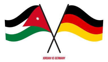 Ürdün ve Almanya Bayrakları Çapraz ve Dalgalı Düz Tarz. Resmi Orantı. Renkleri Düzelt.