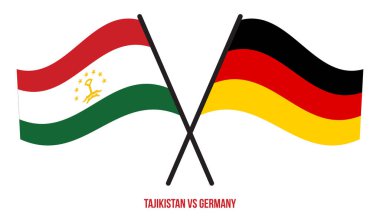 Tacikistan ve Almanya Bayrakları Çarpıştı ve Sallanan Düz Stil. Resmi Orantı. Renkleri Düzelt.