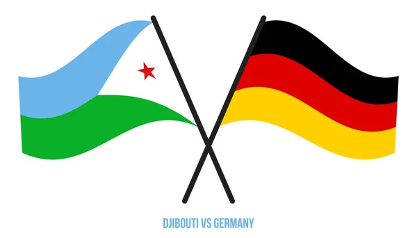 吉布提和德国国旗交叉摇曳的平面风格 官方比例 正确的颜色 — 图库矢量图片